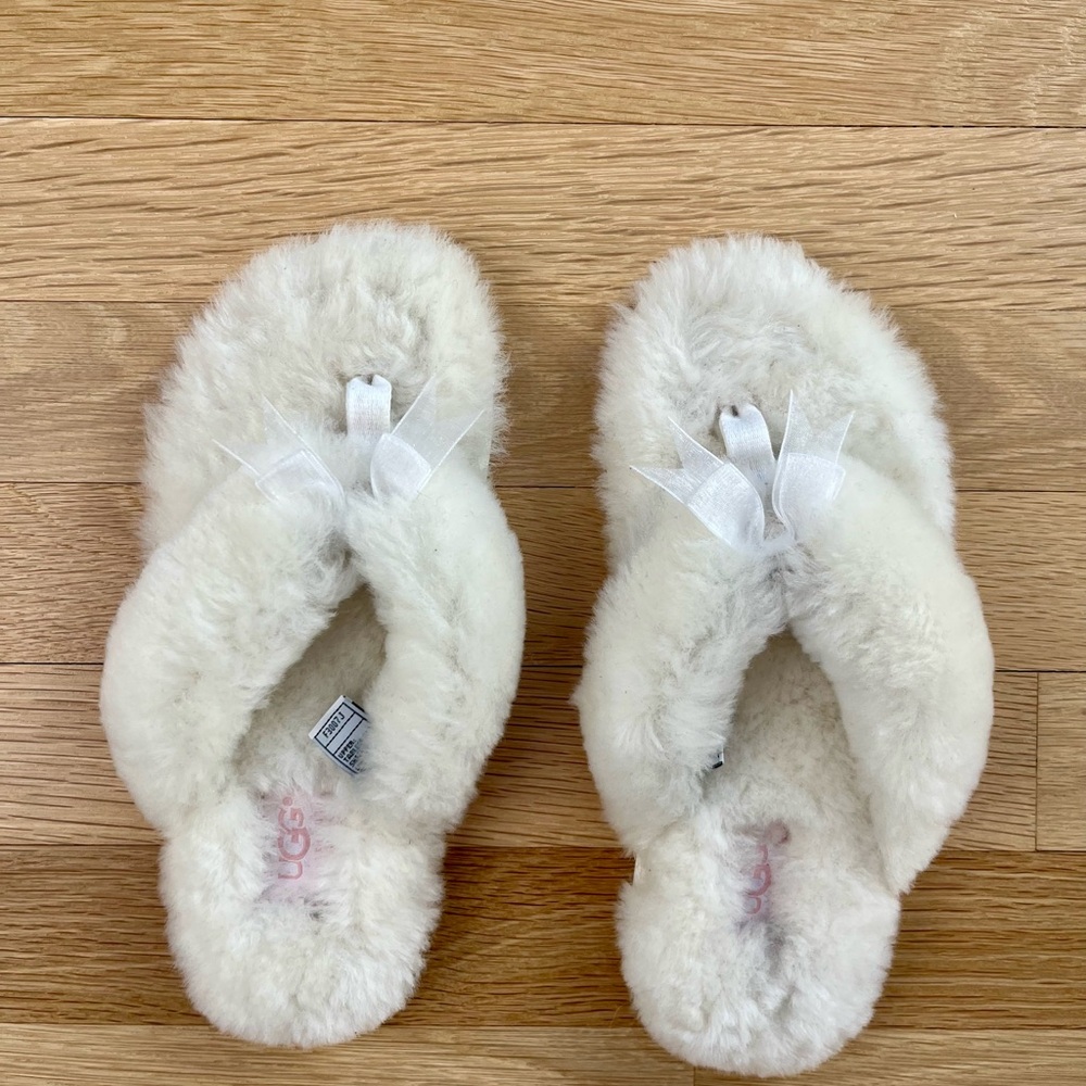 UGG Fluffy White Slippers
